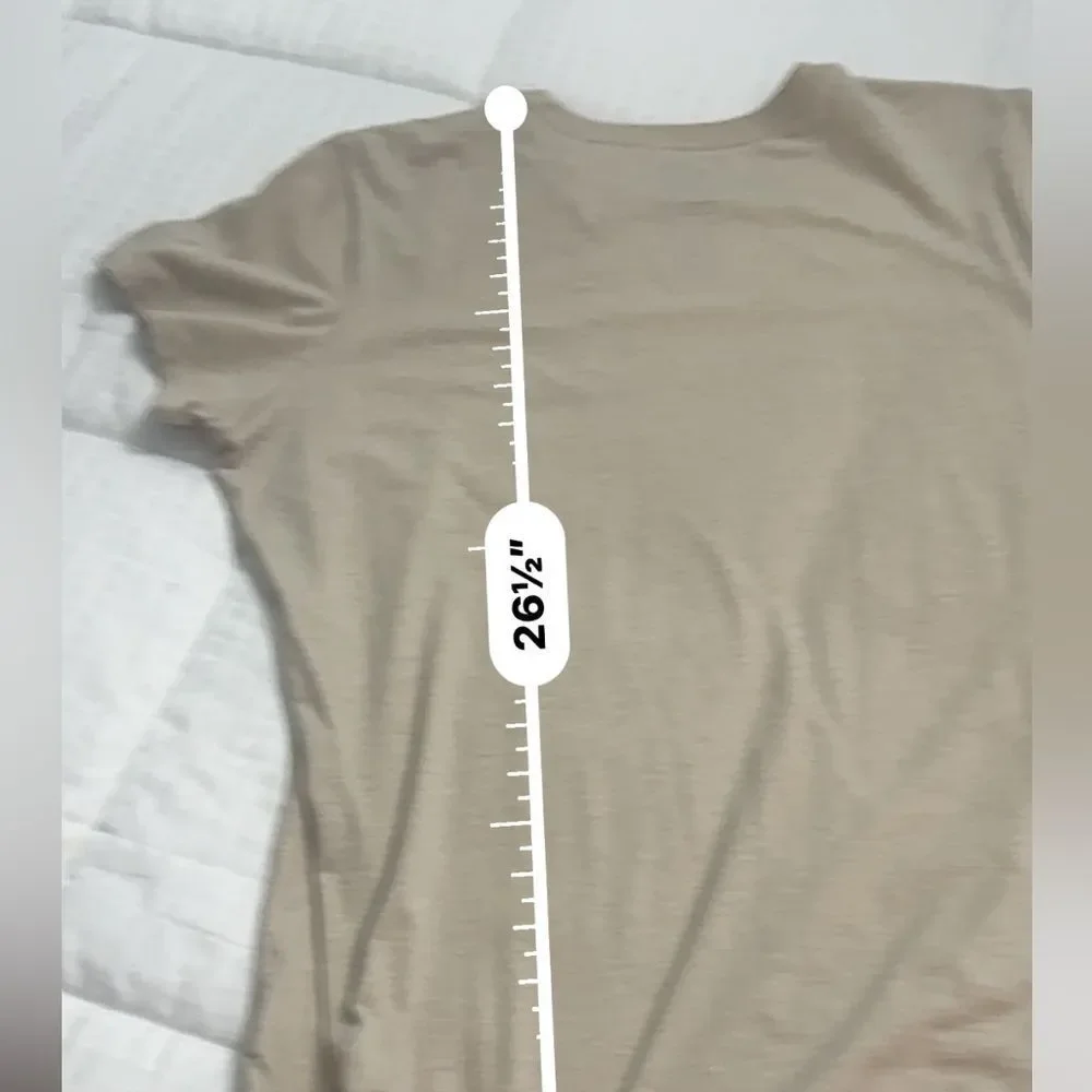 The North Face Women's Light Tan Tee with Pink Logo - Picture 2 of 8